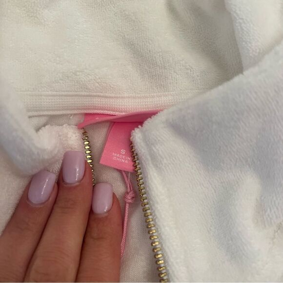 Stoney Clover Lane x Target Cropped Half Zip White terry Sweatshirt - Picture 5 of 5